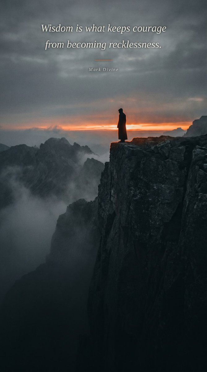 Yohun's tweet photo. "Wisdom is what keeps courage from becoming recklessness." — @MarkDivine https://t.co/MYWcnDMXj2