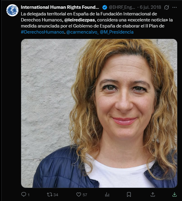 republicordie's tweet photo. En 2018 Leire Diez era delegada territorial en España de la Fundación Internacional de Derechos Humanos. https://t.co/ui2CSKbnvS