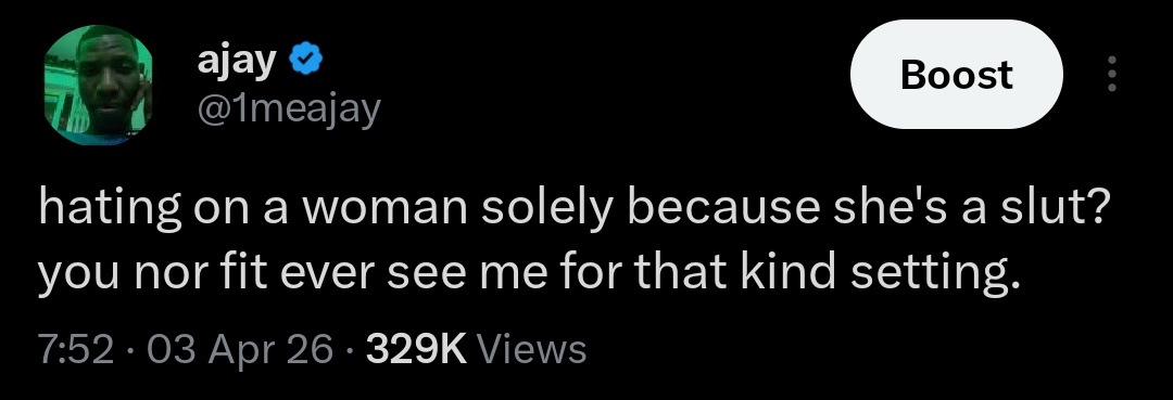 1meajay's tweet photo. biggest advocate for sluts fr https://t.co/vAHicqNCP4
