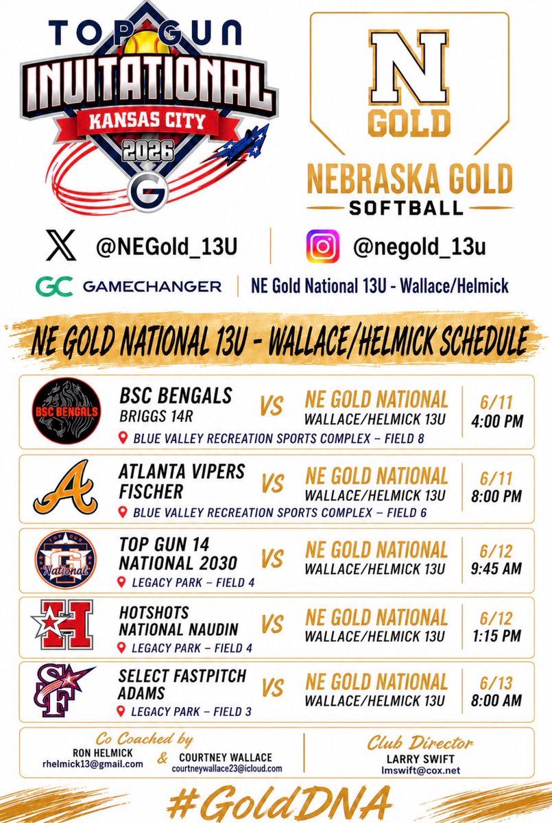 LylaMiller2030's tweet photo. Big week ahead with High School, camps and my @NEGold_13U team!

▪️06.08.26 - 06.09.26 - rise and shine with summer 🥎 training and conditioning with @OPS_WestviewSB 🧡💙

▪️06.08.26 - Evening scrimmage with @NebraskaTroya 

▪️06.10.26 - Wed - Connect Camp with 〽️ @umichsoftball and 💜🐱@NUSBcats @DDSBandEvents 

▪️06.11.26 - 06.14.26 - Top Gun Invitational -Maverick @TopGunEvents 

Please look at my schedules and cant wait to see you all!

@MidwestPremierS @LineDsoftball @tagupSoftball @TGETalent @ExtraInningSB @PrepSoftball @SoftbalAmerica @TOP_D1RECRUITS @CoachR_Helmick