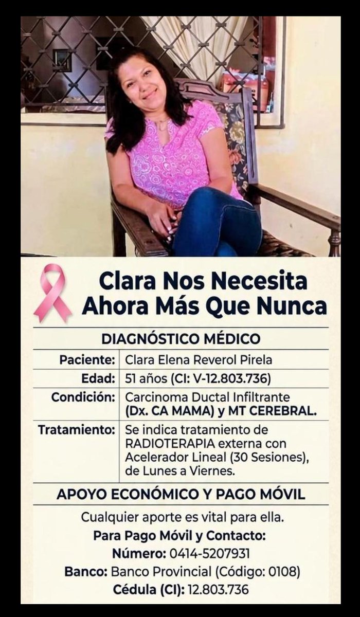 Cnp_Lara's tweet photo. #7dejunio apreciada y reconocida periodista en Lara, Clara Elena Reverol necesita de muchos corazones y  voluntades para apoyarla en su tratamiento de Radioterapia. https://t.co/Bj9q3rMFxR