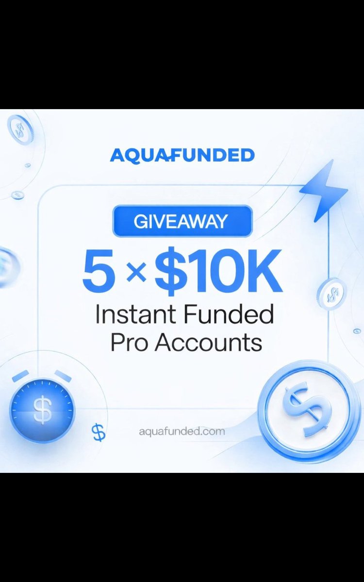 TraderSalviBoy's tweet photo. 🚨NEW WEEK GIVEAWAY 
✔️5 X $10,000 ACCOUNTS

✔️Follow @AquaFunded @TraderSalviBoy @LewisAquaFunded @Noxxx______

Screenshot must on comment 
✔️Like,repost,tag 5 trader
72 hours💯 https://t.co/yRhkXN8GSn