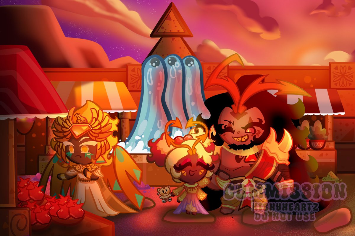 KishyHeartz's tweet photo. Commission for @die_lian_hua 

AHHH MY BIGGEST COMMISSION YET RAHH TYSM POOKIE!!! Actually really happy how it came out cause I absolutely suck at backgrounds 😂😭

#crk #burningspicecookie #goldencheesecookie #burningcheese #cookierun https://t.co/aKOAdY7LVb
