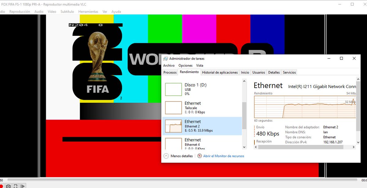 JORGEmtle's tweet photo. @UHD4k Ya esta el feed satelital de fox fifa en formato crhoma 4:2:2 1080P con un ancho de bada con picos de 33Mbps no hay  ningún feed satelital 4k https://t.co/levNbXwnlY