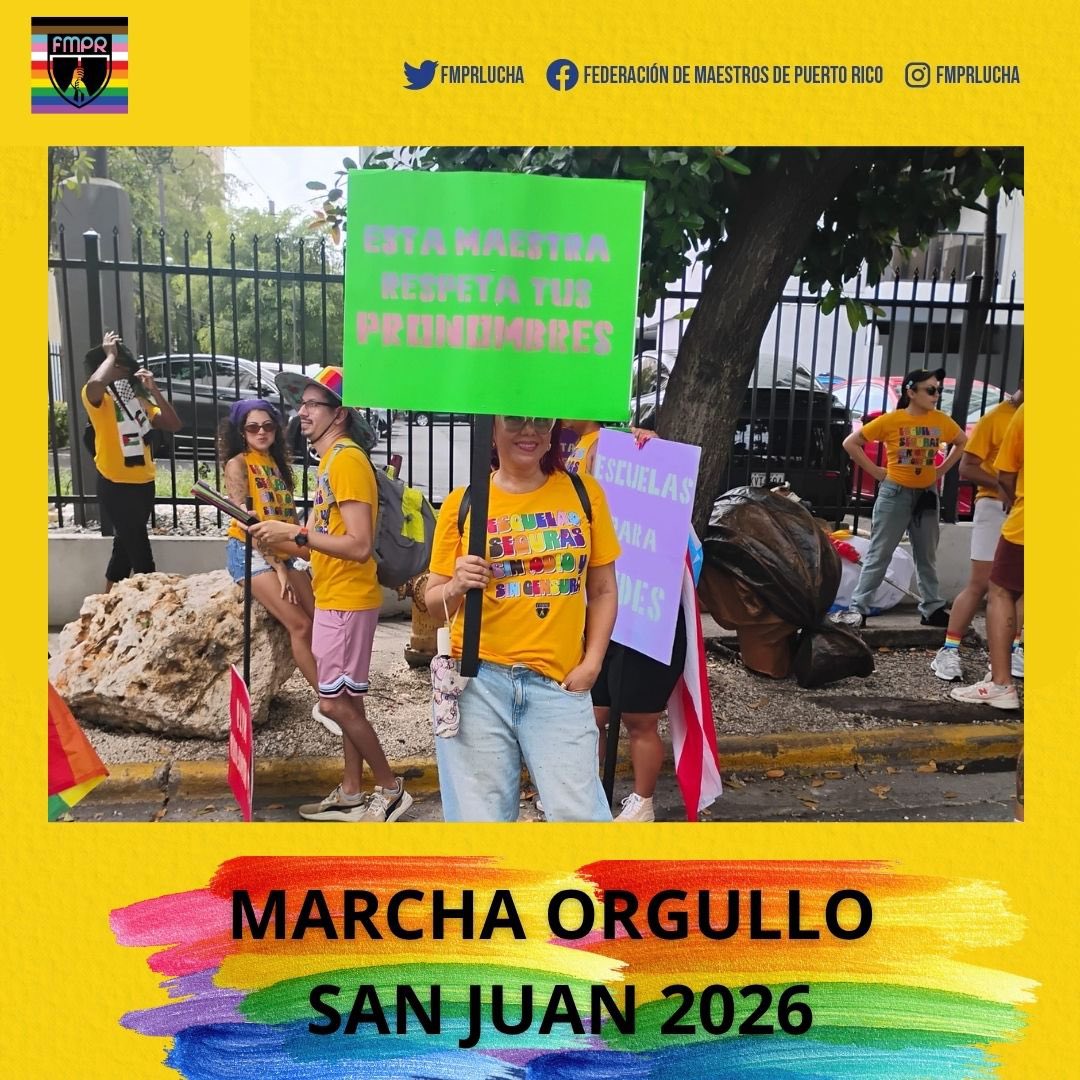 FMPRLucha's tweet photo. 🏳️‍🌈✊🏽 𝐏𝐑𝐄𝐒𝐄𝐍𝐓𝐄𝐒, 𝐄𝐍 𝐋𝐔𝐂𝐇𝐀 𝐘 𝐃𝐄𝐅𝐄𝐍𝐒𝐀 🏳️‍🌈✊🏽

La Federación de Maestros y Maestras de Puerto Rico dice presente en la Marcha del Orgullo en San Juan.

🔥 𝐏𝐨𝐫𝐪𝐮𝐞 𝐞𝐥 𝐨𝐫𝐠𝐮𝐥𝐥𝐨 𝐭𝐚𝐦𝐛𝐢é𝐧 𝐞𝐬 𝐫𝐞𝐬𝐢𝐬𝐭𝐞𝐧𝐜𝐢𝐚. https://t.co/zCFmCcJ3iu