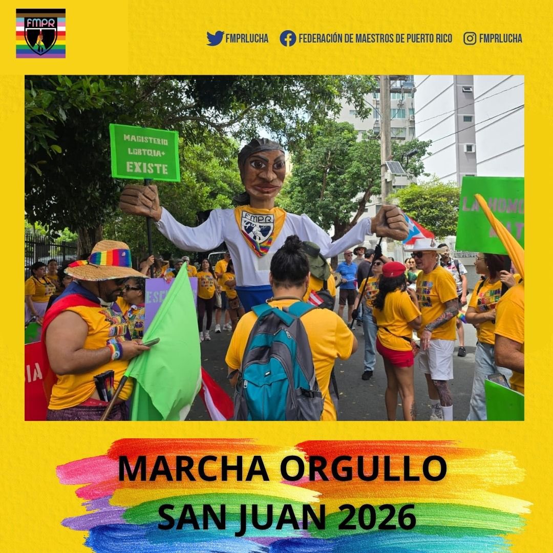 FMPRLucha's tweet photo. 🏳️‍🌈✊🏽 𝐏𝐑𝐄𝐒𝐄𝐍𝐓𝐄𝐒, 𝐄𝐍 𝐋𝐔𝐂𝐇𝐀 𝐘 𝐃𝐄𝐅𝐄𝐍𝐒𝐀 🏳️‍🌈✊🏽

La Federación de Maestros y Maestras de Puerto Rico dice presente en la Marcha del Orgullo en San Juan.

🔥 𝐏𝐨𝐫𝐪𝐮𝐞 𝐞𝐥 𝐨𝐫𝐠𝐮𝐥𝐥𝐨 𝐭𝐚𝐦𝐛𝐢é𝐧 𝐞𝐬 𝐫𝐞𝐬𝐢𝐬𝐭𝐞𝐧𝐜𝐢𝐚. https://t.co/zCFmCcJ3iu