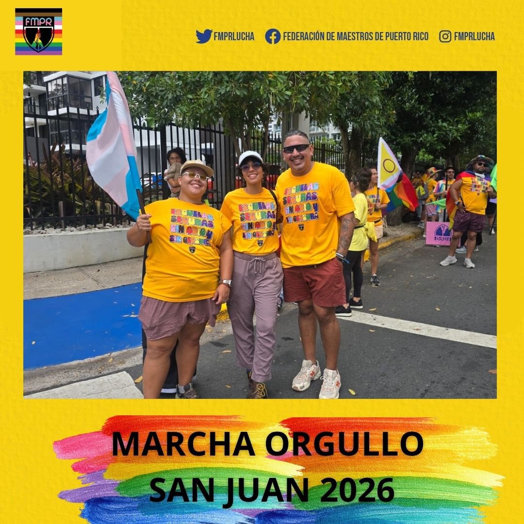FMPRLucha's tweet photo. 🏳️‍🌈✊🏽 𝐏𝐑𝐄𝐒𝐄𝐍𝐓𝐄𝐒, 𝐄𝐍 𝐋𝐔𝐂𝐇𝐀 𝐘 𝐃𝐄𝐅𝐄𝐍𝐒𝐀 🏳️‍🌈✊🏽

La Federación de Maestros y Maestras de Puerto Rico dice presente en la Marcha del Orgullo en San Juan.

🔥 𝐏𝐨𝐫𝐪𝐮𝐞 𝐞𝐥 𝐨𝐫𝐠𝐮𝐥𝐥𝐨 𝐭𝐚𝐦𝐛𝐢é𝐧 𝐞𝐬 𝐫𝐞𝐬𝐢𝐬𝐭𝐞𝐧𝐜𝐢𝐚. https://t.co/zCFmCcJ3iu