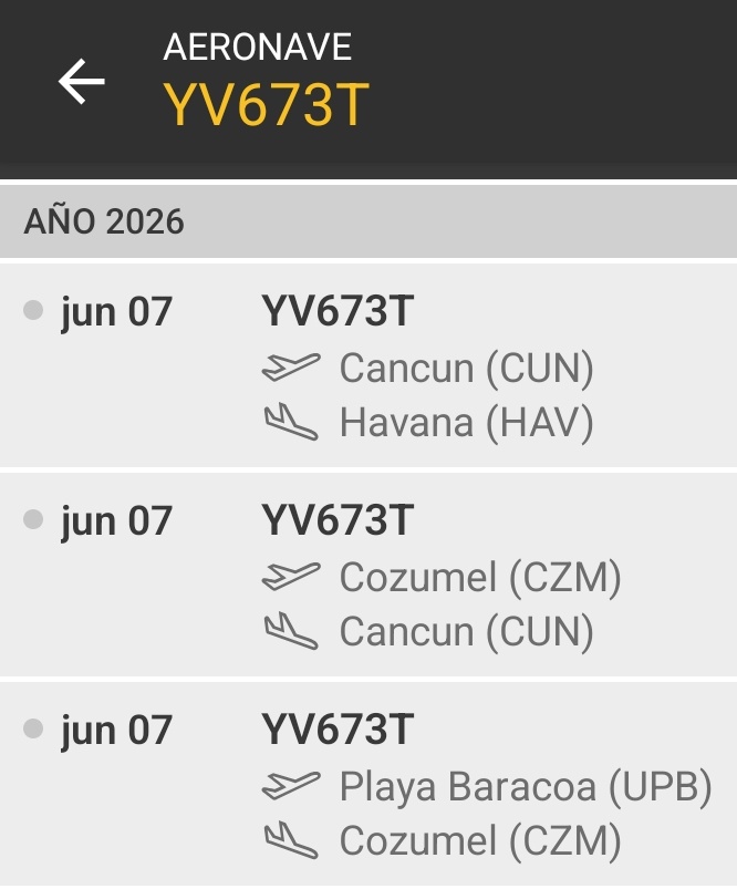 Arr3ch0's tweet photo. El jet de ultralujo que Maduro le regaló a la Dictadura Cubana YV673T retornó a Habana luego de paseo por Cozumel y Cancún 🇲🇽 https://t.co/UWqmbhtVf6
