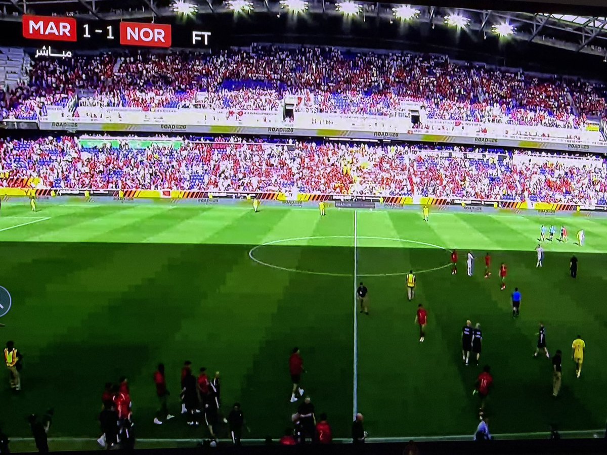Mesli_Dounia's tweet photo. La frustration du match nul, la qualité d’images catastrophique, le Maroc a deux visages, qui aurait dû gagner le match, mais la Norvège qui est bien revenue sur les 20 dernières minutes 😮💨 De gros enseignements à tirer 1-1 #MARNOR https://t.co/0QBpC7Wost