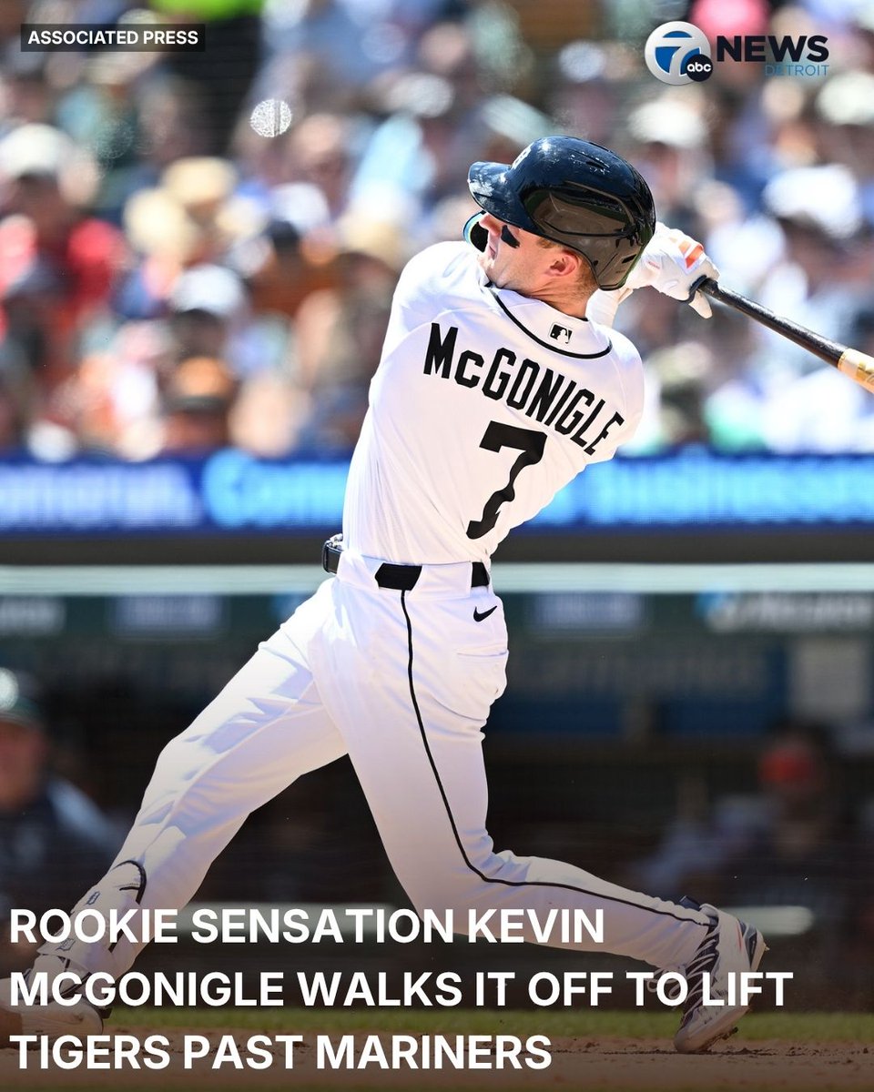 wxyzdetroit's tweet photo. After homering earlier in the game, rookie Kevin McGonigle drove in two runs in the ninth to walk it off for the Tigers, as Detroit takes two out of three in a revenge series against the Seattle Mariners.

How are we feeling after Detroit went 5-1 this week, Tigers fans? https://t.co/ZyEGVvSgEn