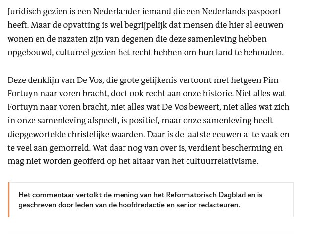 jasperdegrt's tweet photo. Volledig eens met het hoofdredactioneel commentaar van het Reformatorisch Dagblad.

Het is niet gek dat mensen die hier al generaties wonen en iets hebben opgebouwd, daar meer rechten op hebben dan volslagen nieuwkomers. https://t.co/3ywfKMxSo7