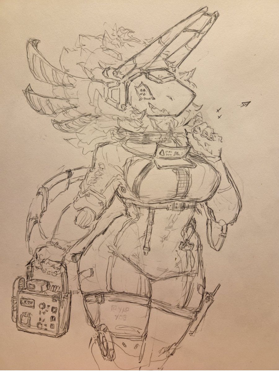 yapyog's tweet photo. Is sketch easier when the face can jsut be sticker decals? A bigger drawing struggle to control empty area space... I should really wrtie down and study details more. https://t.co/3kfhFKyrOC