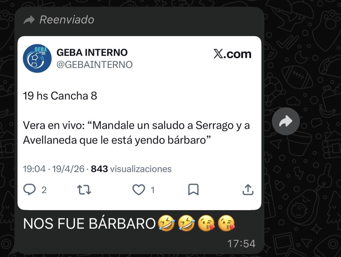 GEBAINTERNO's tweet photo. AVELLANEDA VÍA WHATSAPP💬😱🔥 https://t.co/G3lm2bmtUS