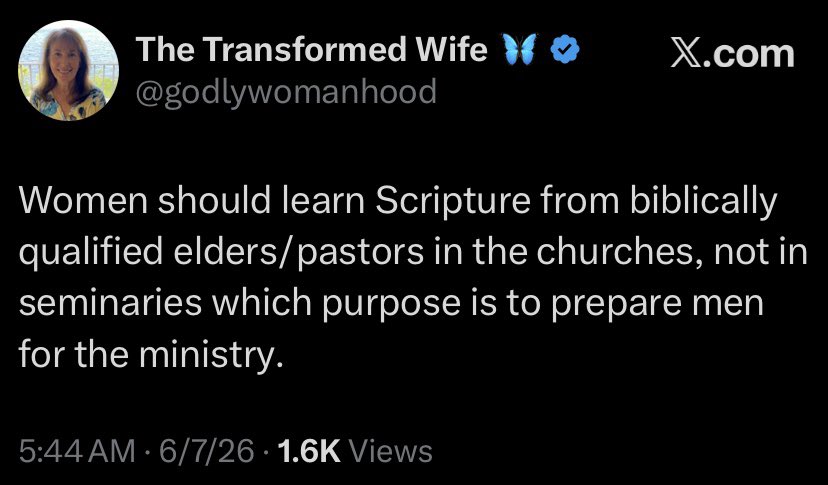 TamaraRH's tweet photo. This is legalistic-pretzel-twisting-logic from @godlywomanhood who says women should only learn from men elders/pastors in a church bldg., not a seminary. So, can women learn in a seminary classroom w/male professors &amp; Bible scholars teaching the class? No? #Legalism https://t.co/Ry5R02yAr3