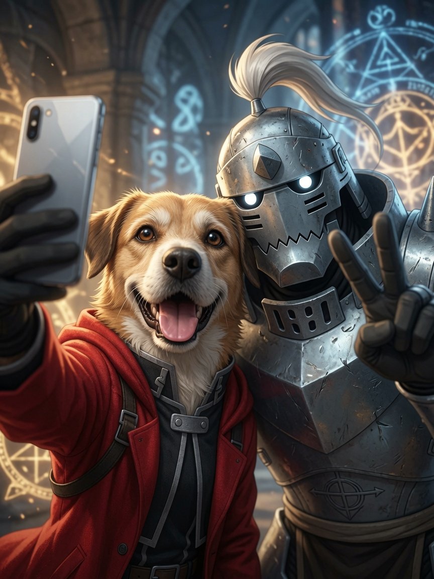 isasanle's tweet photo. Noche de probar @grok con la generación de imagenes , estoy con la cuenta gratuita . Desconozco si pagando se pueden hacer cosas mas curiosas o videos. De momento es la version que sale en @X 

#FullmetalAlchemistBrotherhood 
Modelo... #Loki🐶
👩‍💻🐶 https://t.co/a9K4aJQpJ4