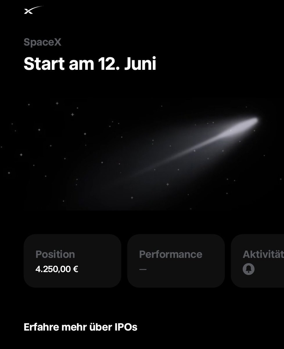 kenko85's tweet photo. SpaceX ist einer der spannendsten Börsengänge überhaupt. Starlink wächst, Starship kann alles verändern und SpaceX dominiert schon jetzt die Raumfahrt.Klar, Risiko ist da. Aber wenn der Hype zündet, kann das richtig spannend werden. Nur meine Meinung @SpaceX @traderepublic https://t.co/m81fVvHkgh
