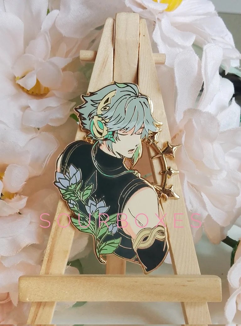 sourboxes's tweet photo. I got a few questions about my HaiKaveh pins and if I still had some in stock. These pins are sold out but I am open to do a re-run depending on interest for one.
Thank you so much for liking these designs ✨🌱❤️ https://t.co/D2Z4kc28Fj