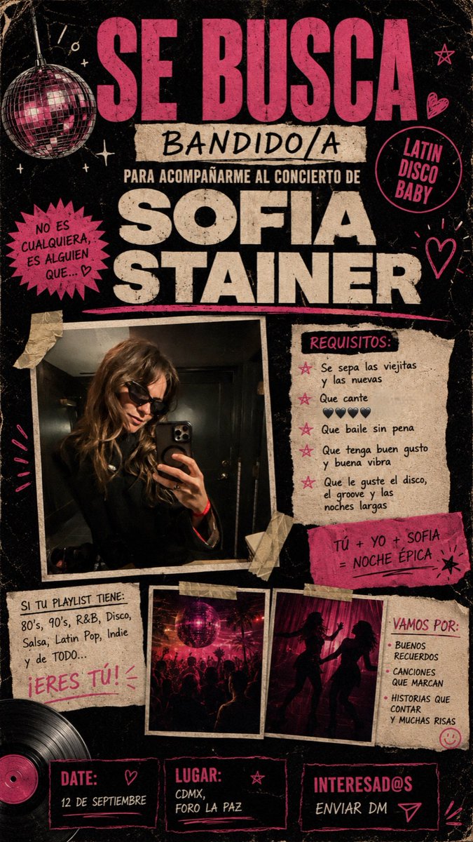 SofiaStainer's tweet photo. Hola, amores. Si vas solo o sola al concierto de cdmx este 12 de Septiembre te dejo esta sorpre por aquí para que encuentres bandida(o)💞 https://t.co/ekdlSmXryC