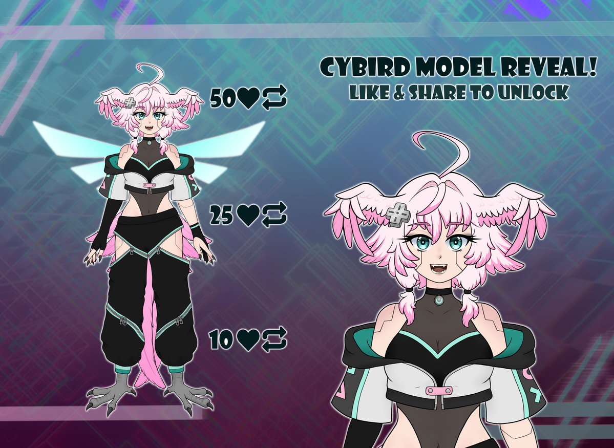 CybirdVT's tweet photo. SURPRISE!!! It's me!! I drew &amp; designed this model all by myself and very proud of her uwu
Tried to make her as unique as possible while still representing myself and my content 💖
I can't wait to start streaming soon!! More news coming later this month!
#indievtuber #vtuberdebut https://t.co/cfIbVIRXKh