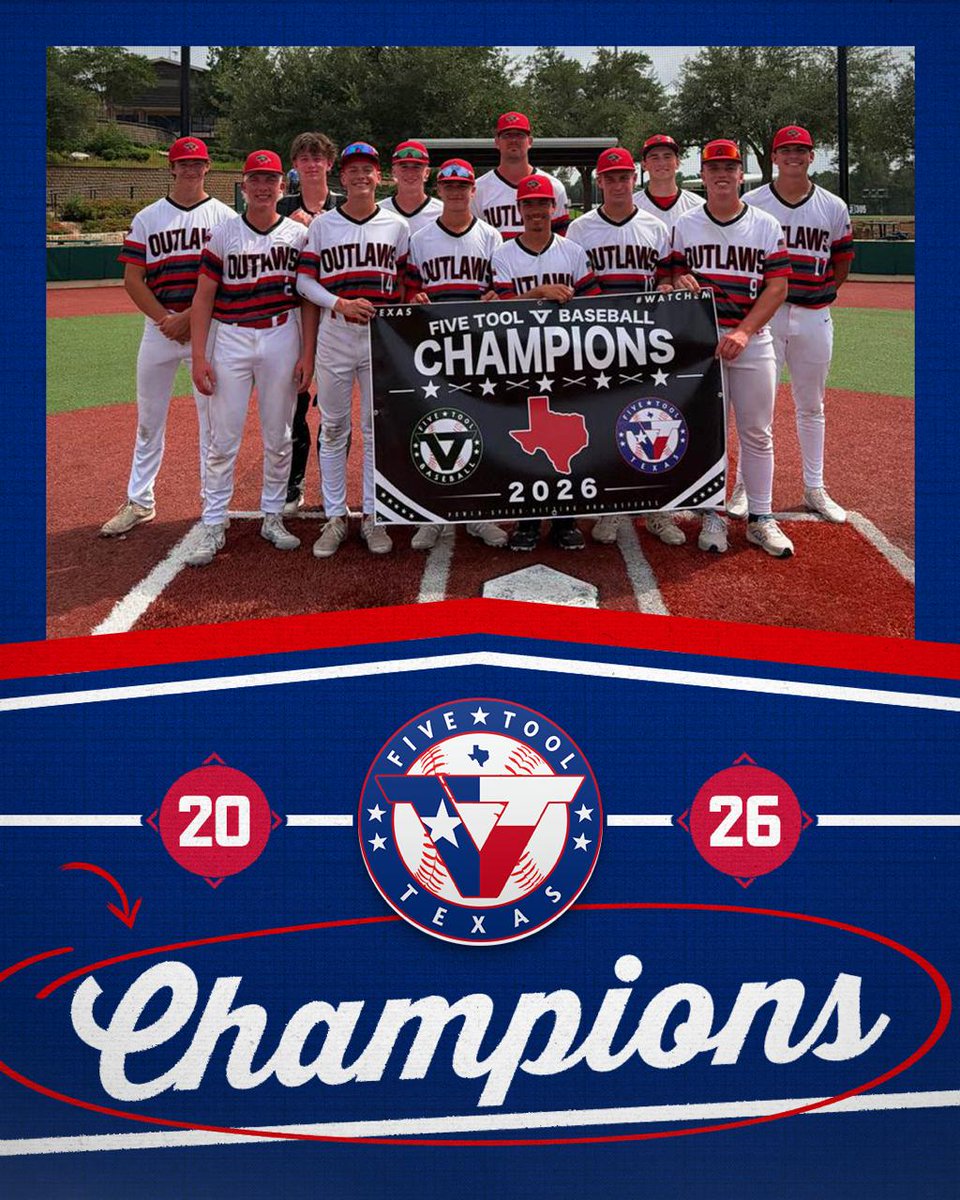 FiveToolTexas's tweet photo. 🏆Champions🏆

Congrats to @HCOutlaws2028 on winning the 16U American Division of the @FiveTool Texas Club Championship Series!

#WatchEm https://t.co/yGnnO3B4DT