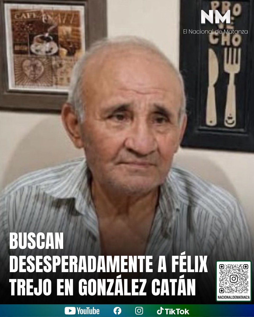 NacionalMatanza's tweet photo. 🚨 BUSCAN DESESPERADAMENTE A FÉLIX TREJO EN GONZÁLEZ CATÁN

Familiares y amigos buscan intensamente a Félix Trejo, vecino del barrio Independencia de González Catán. Según difundieron sus allegados, se encuentra desaparecido y su estado de salud genera preocupación.

📍 Vive en González Catán, barrio Independencia.

📞 Si tenés información sobre su paradero, comunicate a los siguientes números:

11 6218-5752
11 6134-1325
11 5567-0708

🙏 Cualquier dato, por mínimo que parezca, puede ser de gran ayuda para encontrarlo.