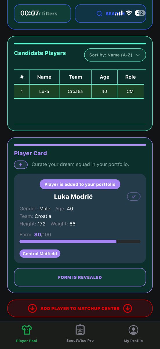 ScoutWiseAI's tweet photo. 🇭🇷 ScoutWise Form Update | Luka Modrić

Age: 40
2026 World Cup Qualification Form: 80/100 📈

Entering his 5th World Cup qualification campaign, Modrić continues to dictate tempo, create chances, and lead by example. 

Different generation, same influence.

Some players age. Legends adapt. 👑⚽

#ScoutWise #Modric #Croatia #WeAre26 #FIFAWorldCup