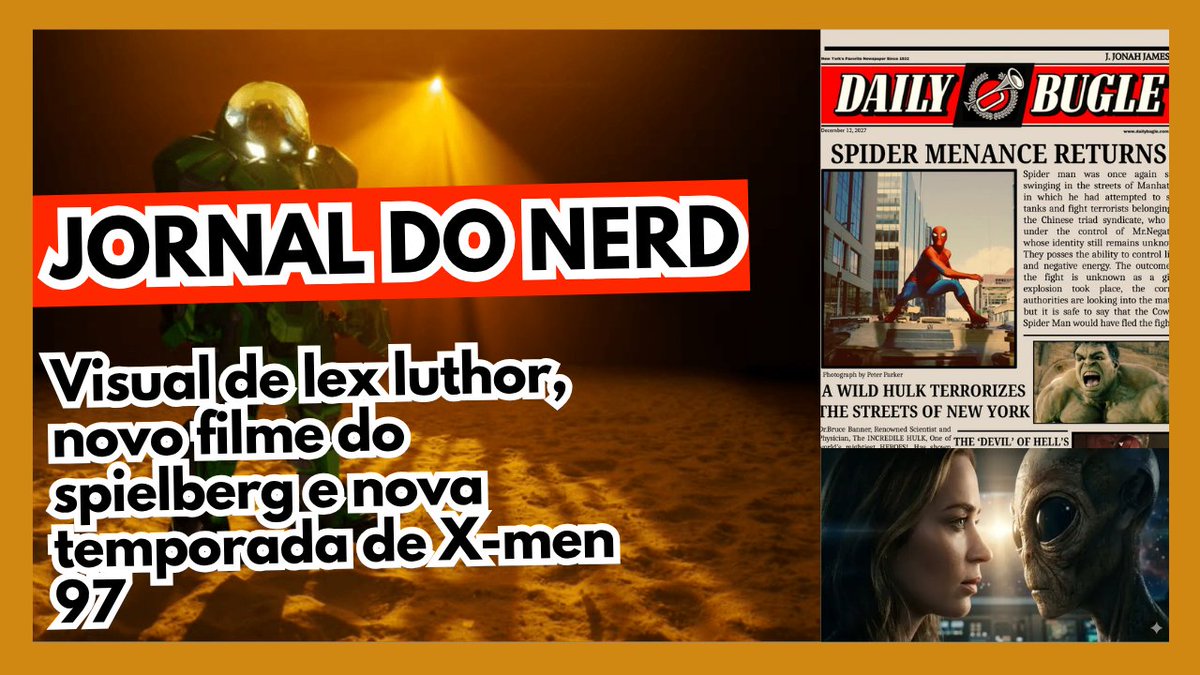 KaferVerso's tweet photo. Jornal Do Nerd #10 - Novo Visual Lex Luthor De Armadura, Filme novo Do Spielberg e X-men 97
#culturapop #nerdbr #xmen97 #diad #superman

vídeo novo no canal
link:https://t.co/tazxatJDz4 https://t.co/zcf6jIIngU