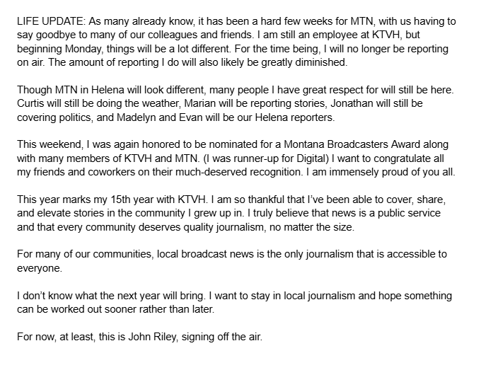 MTJohnRiley's tweet photo. With all the changes with MTN, here is an update on my status. https://t.co/kW9m07Tu4K