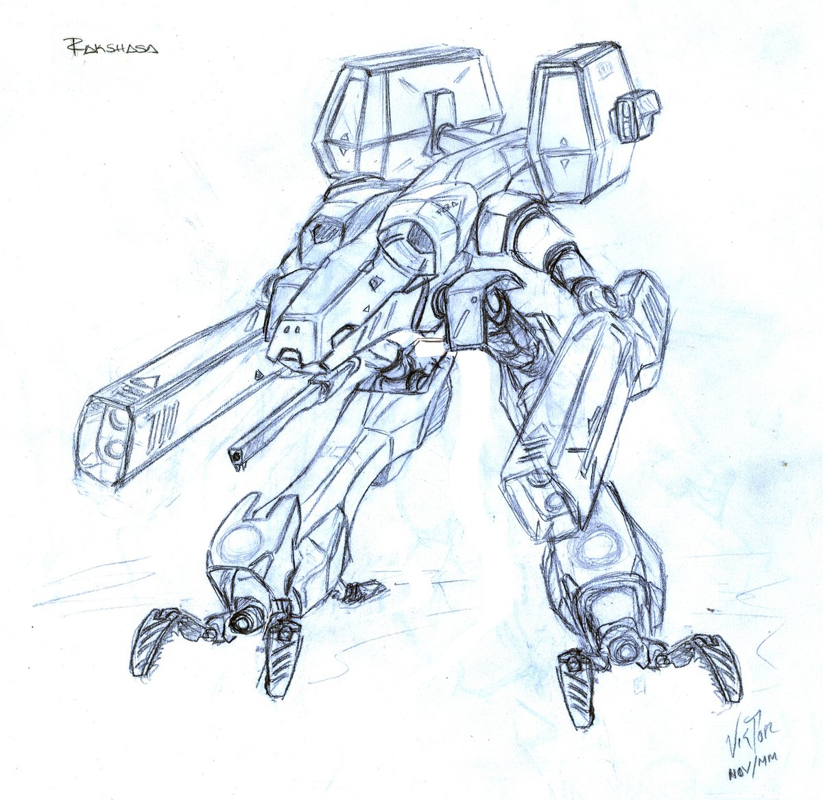 f3rkad's tweet photo. Here is my first attempt to redesign the Rakshasa (right side). My original drawing is from November 2000. I will complete this drawing soon and make some upgrades. To the right a more conservative design from 2023. Thanks!
#mecha #メカ #battlemech #Battletech #ferkad #rakshasa https://t.co/2BlaX6rnUH