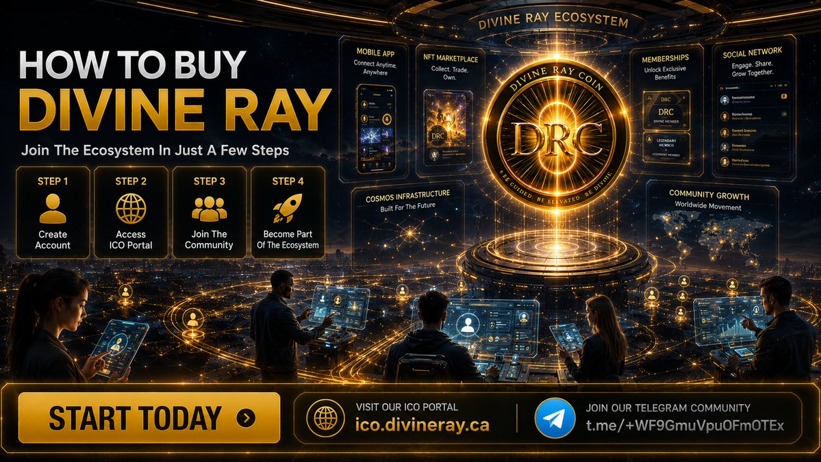 divinerayapp's tweet photo. 🚀 New to Divine Ray?

Getting started takes only a few minutes.

✅ Create your account
✅ Join the community
✅ Access the ecosystem
✅ Participate in the ICO

Whether you're discovering Divine Ray for the first time or looking to become part of the movement, our step-by-step guide walks you through everything.

📖 Read the guide:
 https://t.co/u6SjuoAyAi

🌐 ICO:
 https://t.co/VXKO2N9sab

📲 Telegram:
 https://t.co/lCocMaQsro

#DivineRay #Crypto #Web3 #Blockchain #CryptoGuide