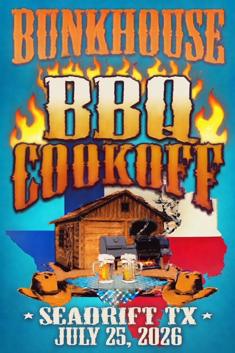 BunkhouseLodge's tweet photo. Rules for the Bunkhouse BBQ Cookoff have been published: https://t.co/8BRO5Ofxbj

Register your team now at:
https://t.co/b7eZkADj9h

#BunkhouseBBQCookoff #TexasBBQ #BBQCookoff #Cornhole #VendorSpots #signupnowonline https://t.co/kyBvX6NXJi