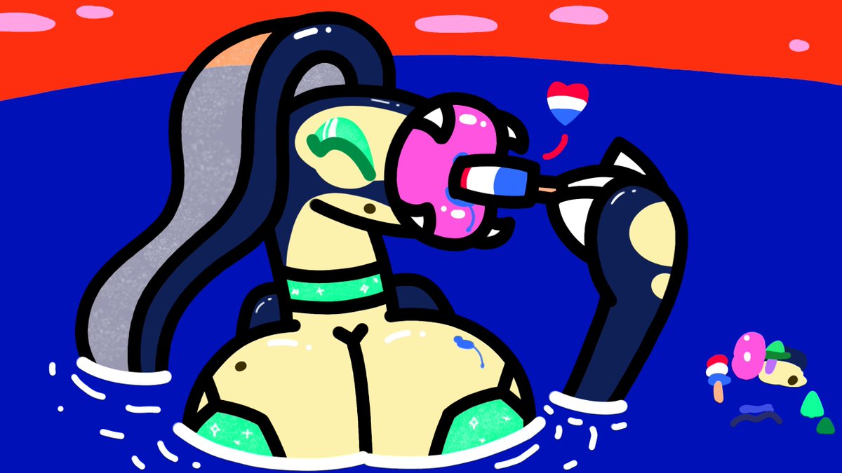 NoodleOfGrass's tweet photo. Happy Late Eelektross day!  ^^ hehe

Quite the strong opening for summer, as if the arrival of  swimming and bikini season wasnt enough, the addition of eelektross day makes it extra perfect for the "Pool Noodle" >u< Have a Maddy for the Occasion https://t.co/Vh60FPfU3d