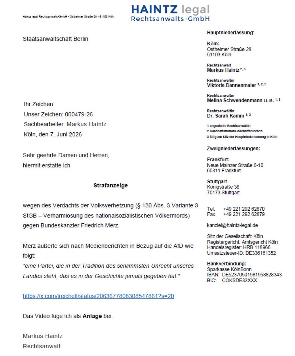 LilitThyra's tweet photo. Anzeige gegen Merz https://t.co/9fCY3SzA96