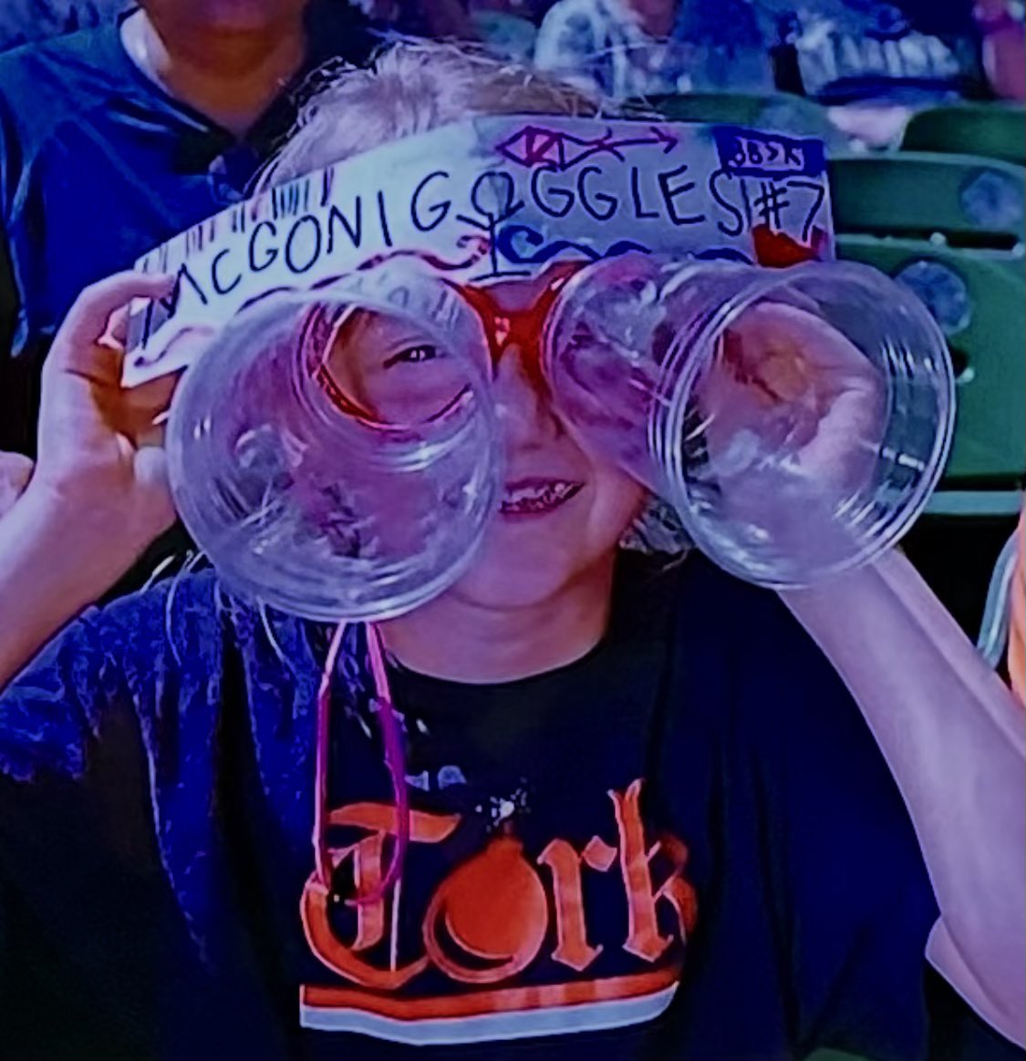olddaddyb's tweet photo. #DetroitTigers 
It was all because Cece brought her “McGoniGoggles” and wore her favorite T💣RK (Tork bomb) shirt that  Kevin McGonigle hit an early HR and then the come from behind, walk off, 2 rbi single, that won the game today. https://t.co/fy6bnvlBRR