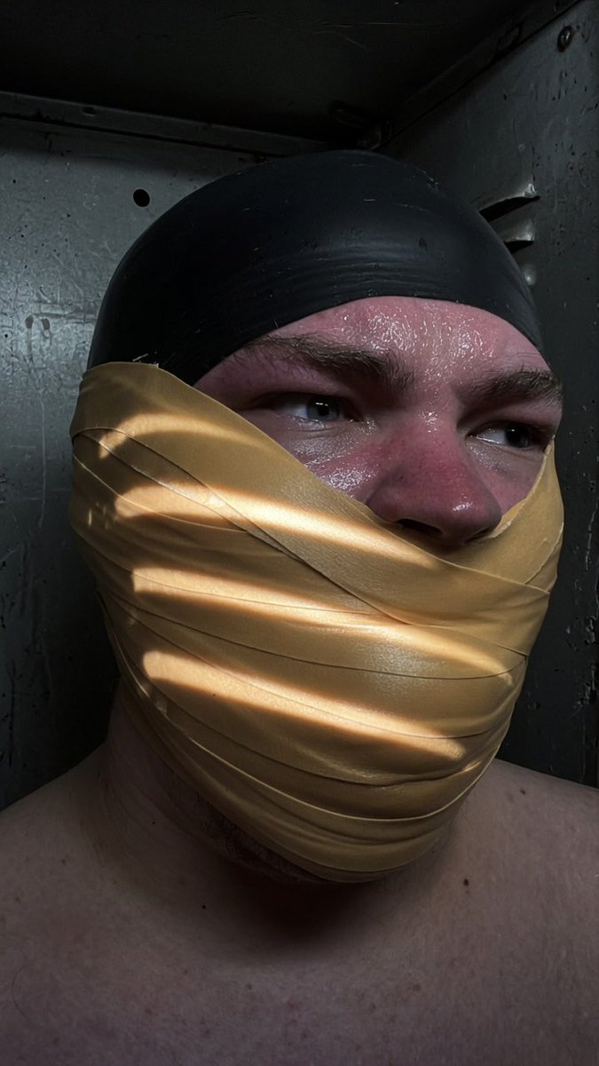 ga99ed's tweet photo. Mmmphhh… fuck, Coach is gonna find his fat, blubbery locker boy like this~ All stuffed and crammed in here, sweat pouring down my face, that loudmouth completely silenced under these tight, thick layers of tape. Just a pathetic, gagged mess waiting to be discovered and used… https://t.co/ed1hrpU2JX