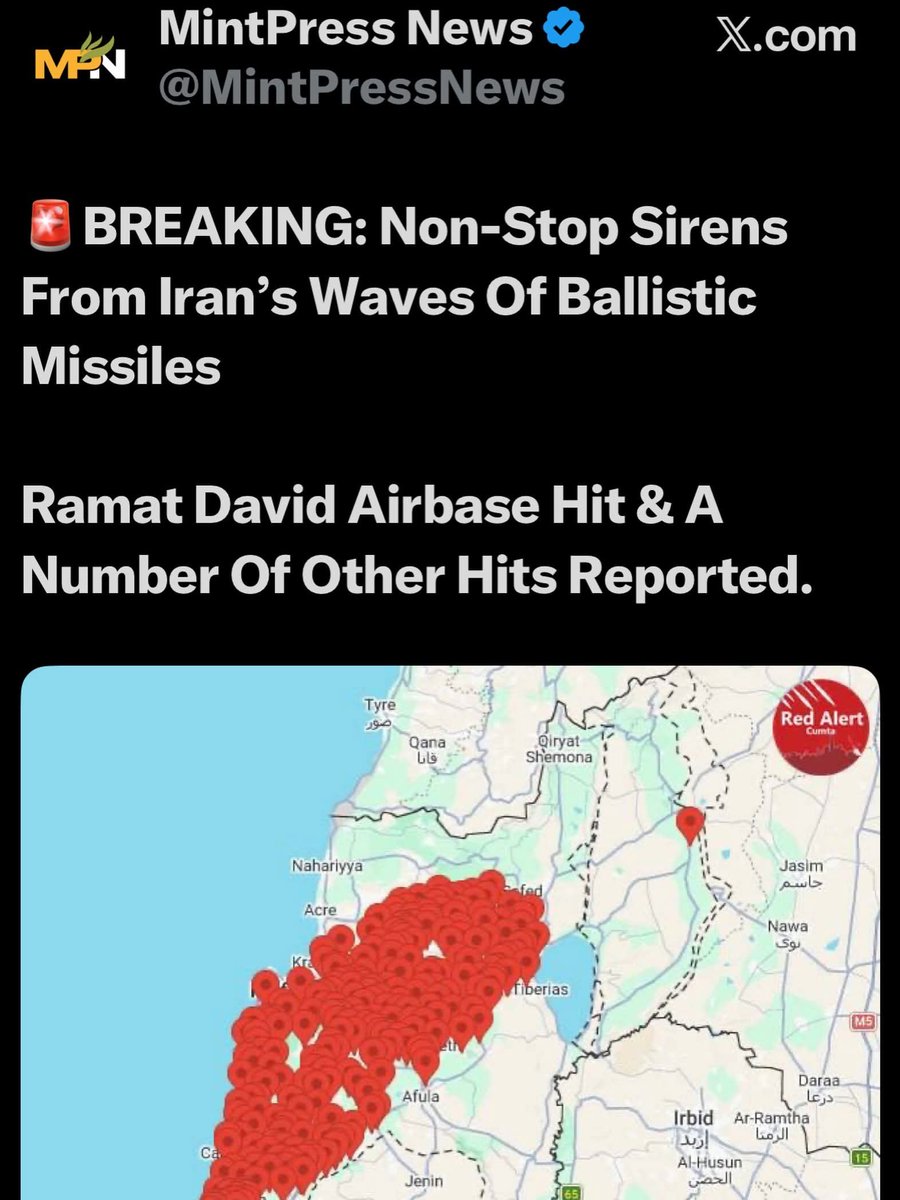 ferizandra's tweet photo. Sirine serangan udara diaktifkan di berbagai wilayah Israhell setelah Iran meluncurkan rudal ke negara tersebut, menandai peristiwa pertama sejak gencatan senjata yang rapuh diberlakukan dalam perang Timur Tengah pada bulan April...

Serangan itu terjadi setelah Teheran mengancam akan membalas serangan Israhell di Beirut dan Lebanon selatan...

Para pejabat Iran memperingatkan bahwa eskalasi lebih lanjut dapat memicu serangan tambahan... 

Gak ada laporan korban jiwa atau kerusakan...

Iran dilaporkan telah menembakkan sekitar sepuluh rudal balistik ke arah Israhell saat Perdana Menteri Benjamin Netanyahu mengadakan konsultasi keamanan dan diperkirakan akan mempertimbangkan tanggapan militer...