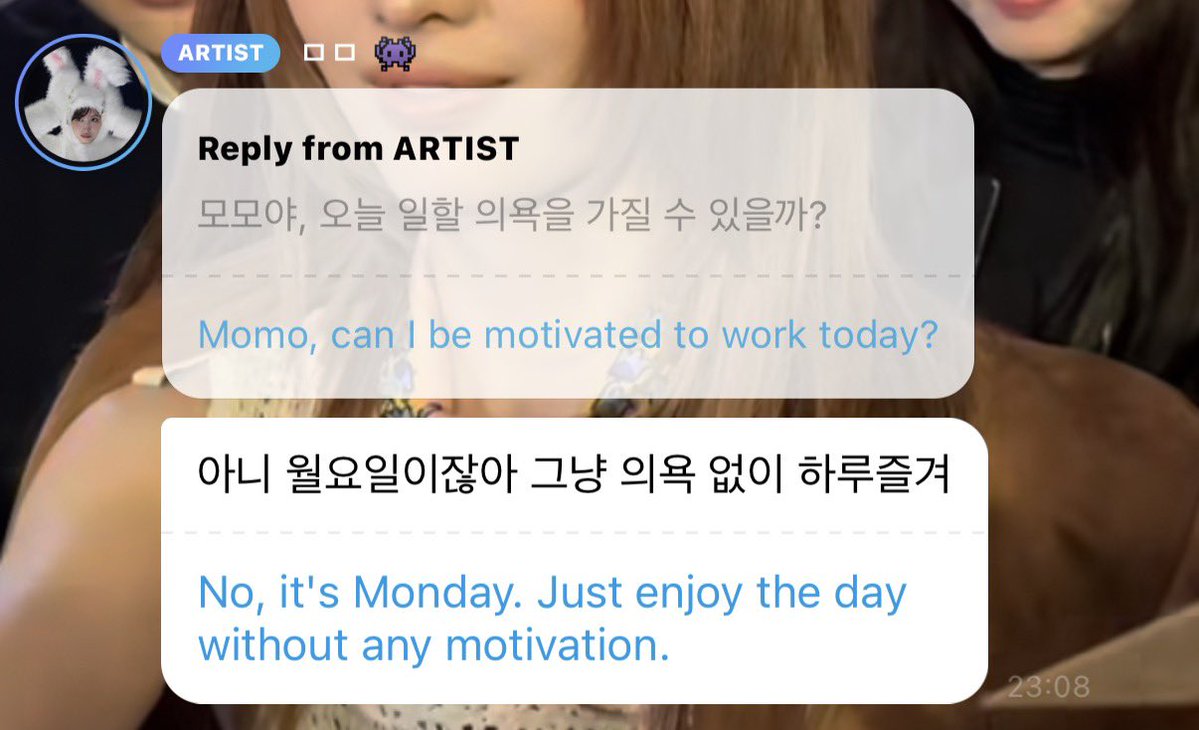 chaengswifee's tweet photo. Lmaoooooo okay Momo https://t.co/v3qcJ9oB2e