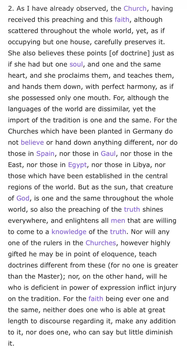 EmersonKennedy4's tweet photo. @LukeFHan False. The same Faith was evident everywhere. I’ll stand with St. Irenaeus on this one. From Against Heresies 1.10.2 https://t.co/UsB7zBhmkE