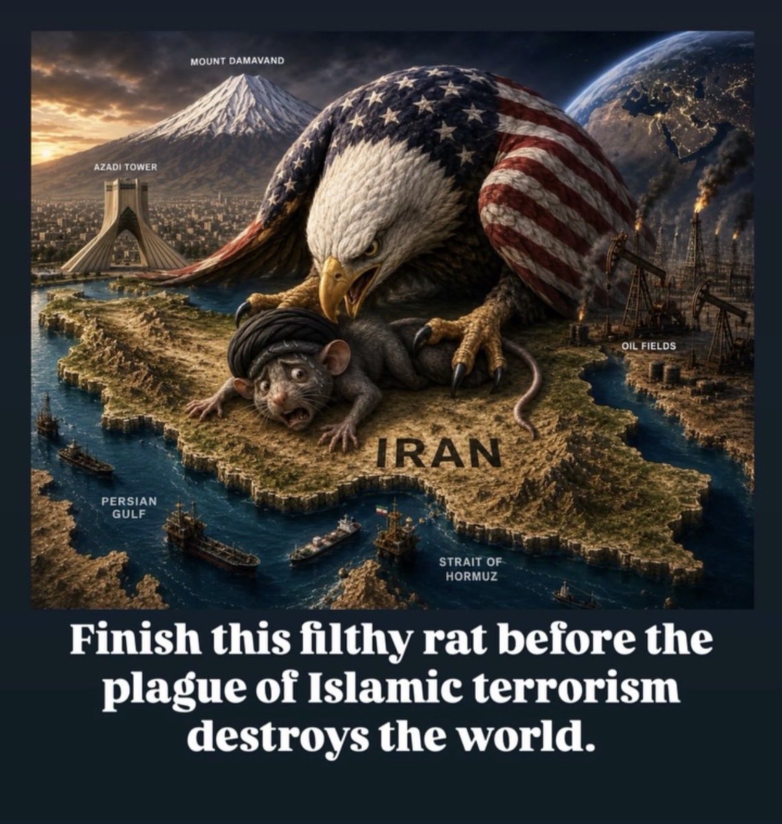 Afshin8698Hayat's tweet photo. @TruthTrumpPost Finish this filthy rat before the plague of Islamic terrorism destroys the world.
🔥🔥🔥
#NoDealWithIRGC
#FreeIran
#DownWithMullahs
#DownWithIslamicRepublicAndItsSupporters
#Be_The_Voice_Of_Iranian_People
🔥🔥🔥
@realDonaldTrump https://t.co/5ldTUM1uCp