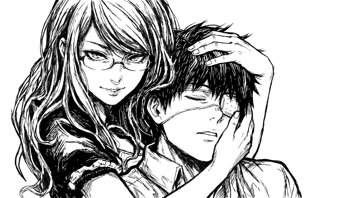 mutualafliction's tweet photo. Rize Kamishiro &amp; Ken Kaneki https://t.co/P9URDPioxz