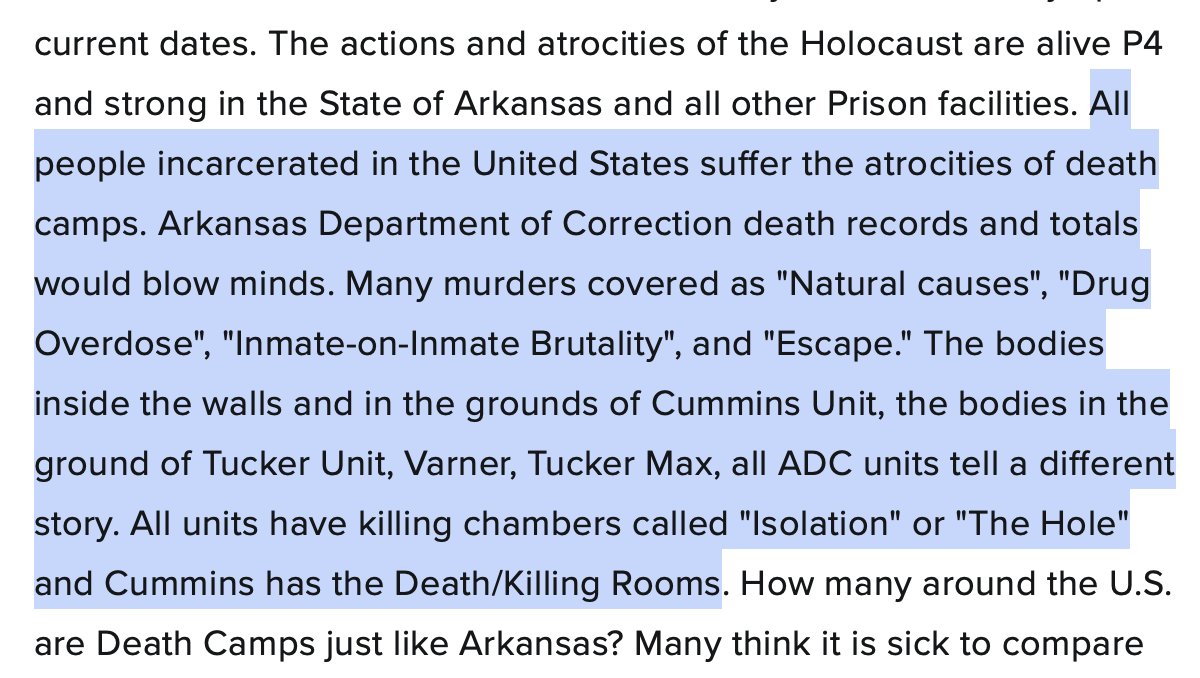 Workshops4Gaza's tweet photo. Here is a testimony written by a prisoner in Arkansas a few years ago describing modern US prisons as death camps. https://t.co/IuYnfGeBPL https://t.co/igiMnlHUjs