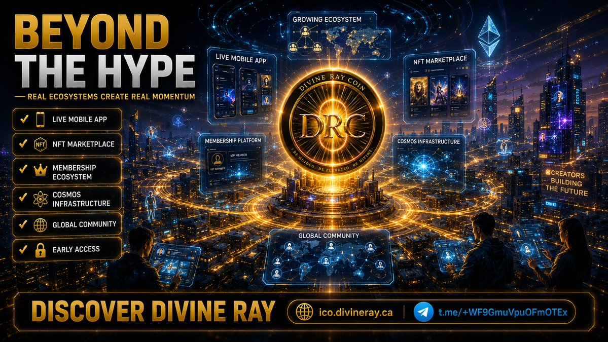 divinerayapp's tweet photo. 📈 Ethereum could see renewed momentum if buying pressure accelerates, but many investors are also watching emerging ecosystems that are still in their early growth phase.

While established networks continue to dominate headlines, innovation often starts long before mainstream attention arrives.

Divine Ray continues building:

⚡ Live Mobile App
⚡ NFT + Membership Ecosystem
⚡ Cosmos Infrastructure
⚡ Growing Global Community

The strongest ecosystems are built before the next wave begins. 🚀

📰 https://t.co/QDiss1tmF7

🌐 https://t.co/VXKO2N9sab

📲 Telegram:
 https://t.co/lCocMaQsro

📱 Android:
 https://t.co/hg0RtDESJe

🍎 iPhone:
 https://t.co/T7w8NzPGIS

#DivineRay #Ethereum #Crypto #Web3 #Altcoins