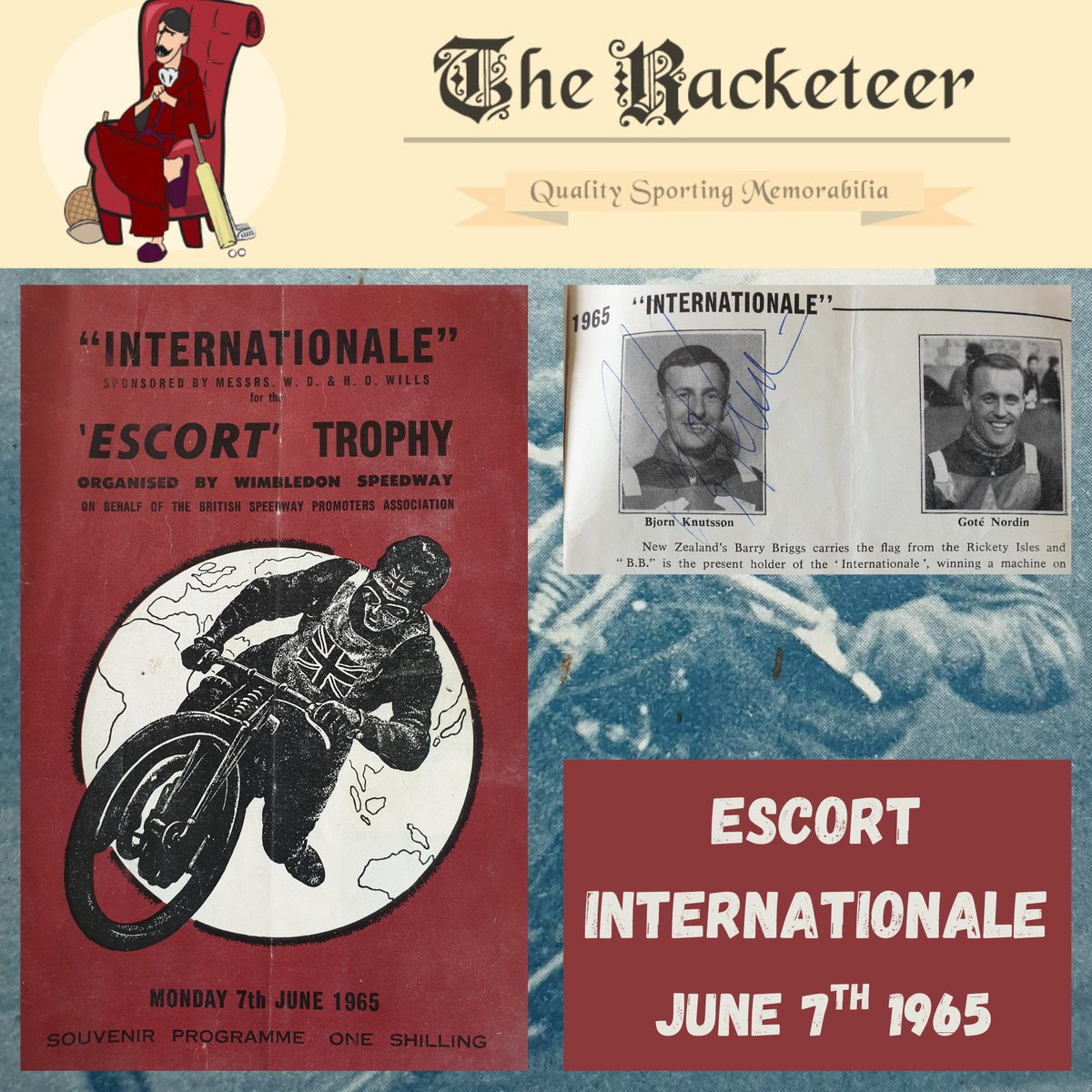 Theracketeer1's tweet photo. #OnThisDay in 1965, and @The_donsden were hosting the WD & HO Wills sponsored, Internationale event - and we've got a great #signed programme from the night
#speedway #speedwayprogrammes @UprightSpeedway @WimbledonDons
https://t.co/rHNBSkTUHz https://t.co/zD2y8VtG0p