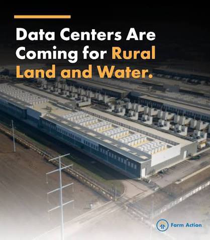 NoFarmsNoFoods's tweet photo. Farmland is for food, not data centres. You can’t eat AI data. https://t.co/wjjIwyNSyR