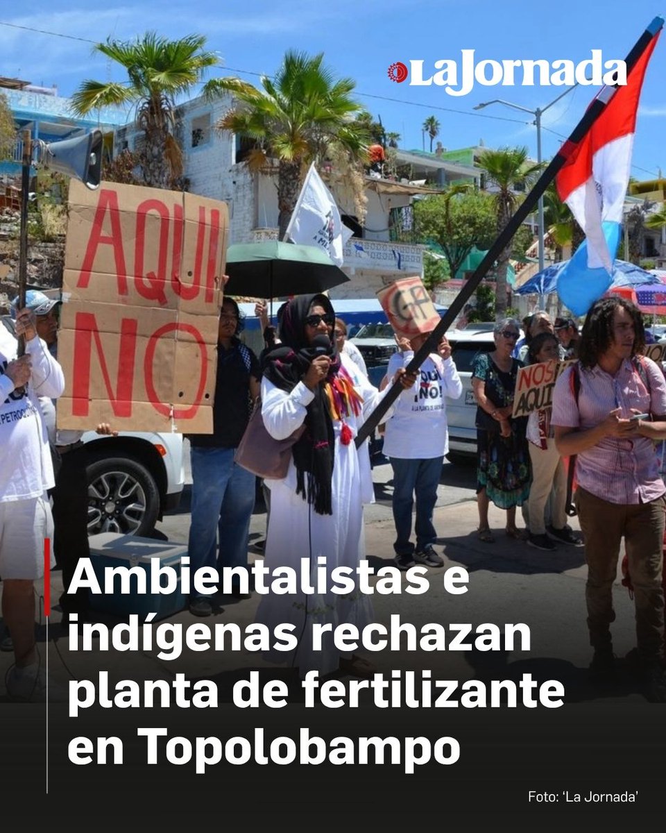 lajornadaonline's tweet photo. 📢 #Sinaloa | Un grupo de ambientalistas y decenas de integrantes de comunidades indígenas del municipio de Ahome bloquearon ayer el acceso a la planta de fertilizantes que construye la empresa Gas y Petroquímica de Occidente (Proman-GPO) en la bahía de Topolobampo e ingresaron a las instalaciones para expresar su rechazo al proyecto, defender su territorio y la preservación de su entorno natural frente a un fallo judicial que los obliga a aceptar la factoría.

Lee más aquí 👇
https://t.co/Q85X3xjFHD