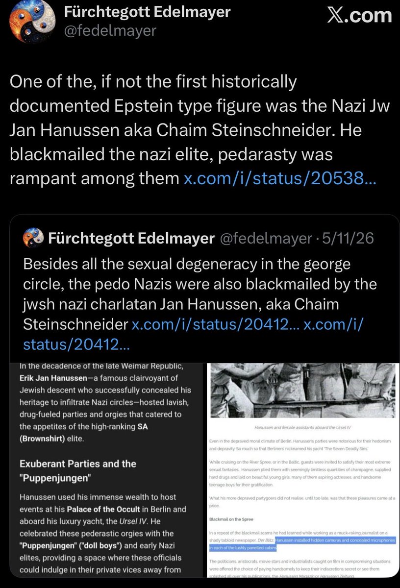 benboomjamin's tweet photo. so thoroughly, and then receive his support? The connections between the roots of these weaponized ideologies are vast. The wealth they reaped is vaster.

@the_Hotstar would write a killer thread about Herschmann-Chaim Steinschneider’s yacht and his “exotic boys” https://t.co/afly7ZS8yK