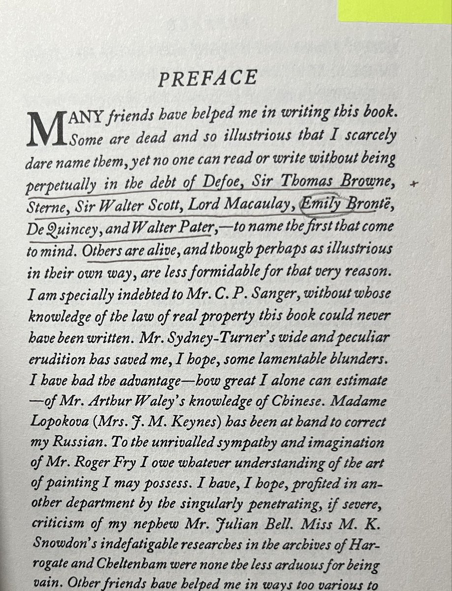 sensitive_bore's tweet photo. woolf picks her c19 allegiances from what is more or less a grab bag

the walter scott/emily brontë pairing that elides charlotte as the link between the 2 is useful…bc now i #overstand why woolf didn’t get jane eyre 

preface to orlando, 1928. https://t.co/JhvU408CVS