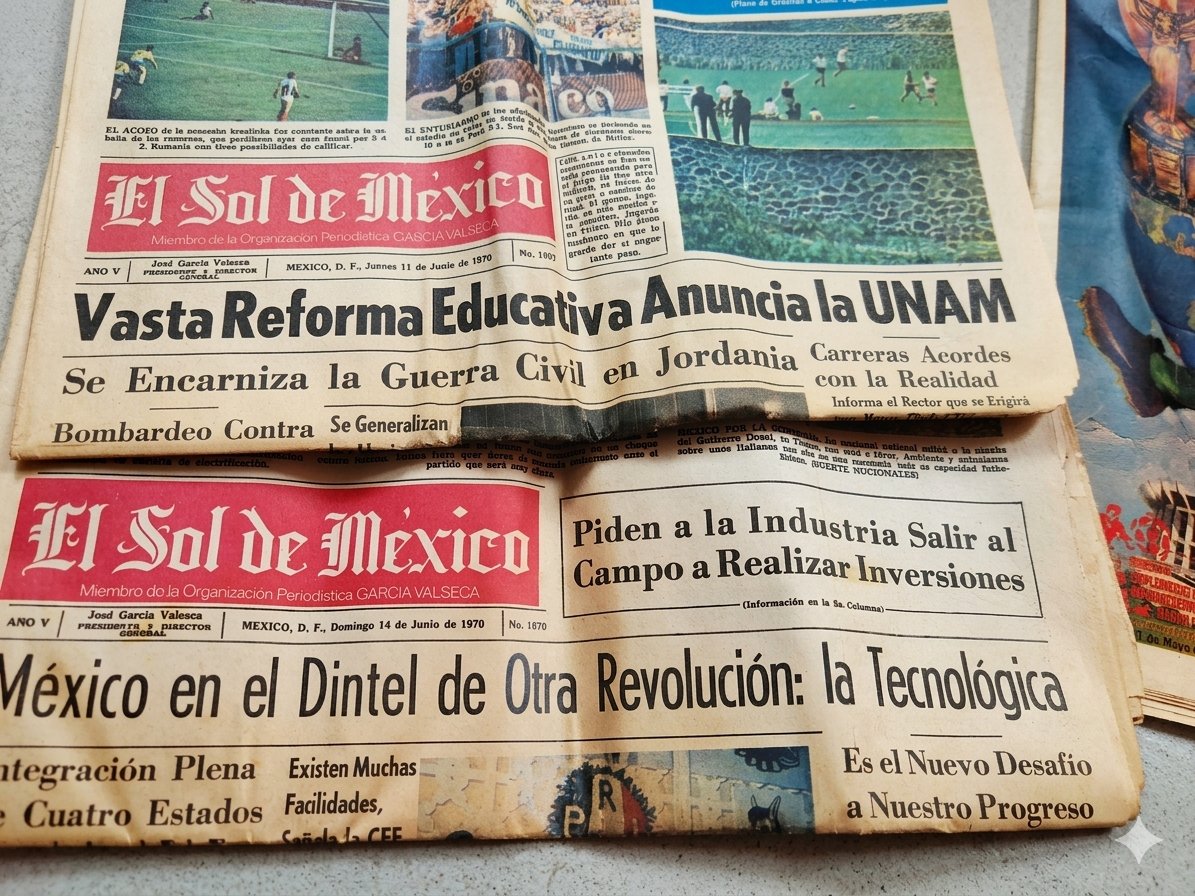 NLucasB's tweet photo. De entre ese tesoro me topé con estas dos joyas que ejemplifican eso de que la historia es cíclica. Esto les decían a los mexas de hace 56 años y nos dicen lo mismo para el 2028 con la Coatlicue, que no será porque, como con el Tri de Aguirre, en el gobierno actual no hay plantel https://t.co/nGJHzj6Oka