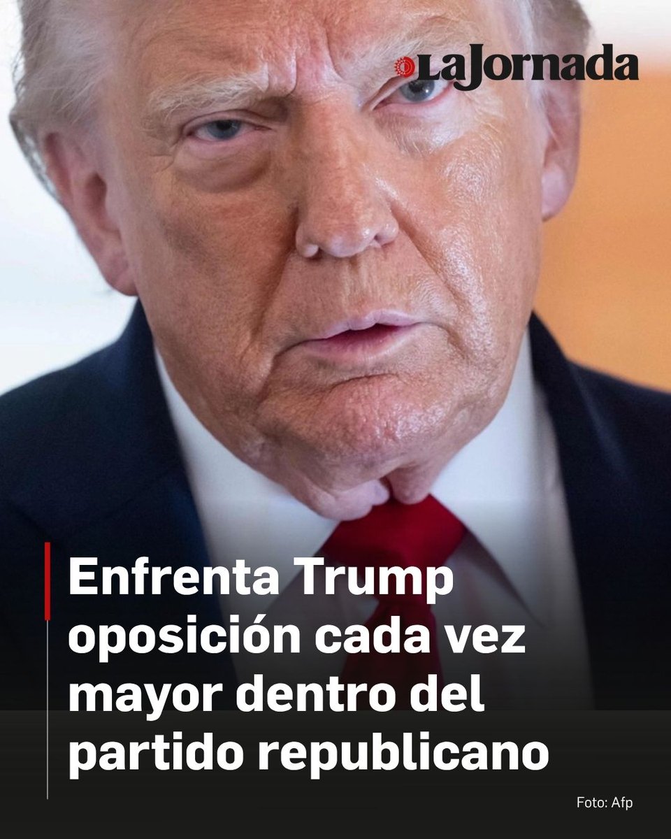 lajornadaonline's tweet photo. 🇺🇸 El presidente de Estados Unidos, Donald Trump, se enfrenta a una oposición cada vez mayor dentro de su propio partido, ya que los legisladores republicanos, que durante mucho tiempo fueron reacios a desafiarlo, están demostrando una mayor disposición a romper filas con el mandatario.

Lee más aquí 👇
https://t.co/5FOSf2ShpE