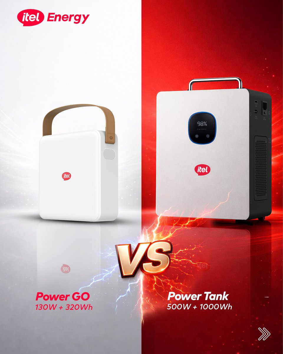 SkylarksPlace's tweet photo. 🔥 ITEL Power Tank Solar – Reliable Power Solution!
• With 350W Panel — ₦440,000  
• With 400W Panel — ₦460,000  
• Without Panel — ₦340,000  

Specifications:
- 500W Pure Sine Wave Inverter  
- 1000Wh Lithium Battery (8–10 years lifespan, 6000+ cycles)  
- Fast charging via Solar + NEPA (~2 hours)  
- Plug & Play — no complex installation  
Perfect for: Apartments, shops, small offices & students  

What it can power:
- Mini refrigerator  
- Up to 55" TV  
- Standing fan + Laptop  
- Blender (moderate use)  
- Lighting bulbs, gadgets, etc...

✅ Silent | No fuel | No smoke | Clean & steady backup power  
🚚 Nationwide delivery available